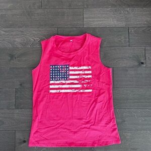 NWT red American flag sleeveless tank top, Size L